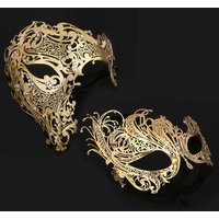 Black Gold Skull Metal Mask Halloween Rhinestone Half Face Venetian Masquerade Men White Women Skull Party Mask
