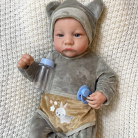 17 Inch Soft Or Full Body Silicone Vinyl Reborn Levi Awake Open Blue Eyes Boy Or Girl Newborn Doll 3D Skin Tone Christmas Gift