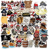 50PCS New Trendy Cartoon Cool Pirate Graffiti Helmet Water Cup DIY Waterproof PVC Children's Toy Reward Sticker