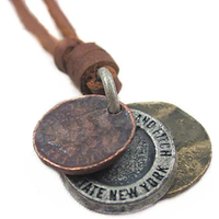 3 Coins Pendant Genuine Leather Necklace For Wealth And Success Lucky Antique Pendant Fashion Charm Choker Best Wishes Gifts