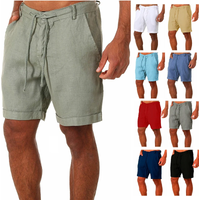 Male Summer Breathable Solid Color Linen Trousers Men's Cotton Linen shorts Pants Fitness Streetwear S-4XL