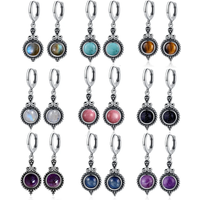 New Elegant Natural Kyanite S925 Silver Drop Earrings for Women Vintage Jewelry Wedding Engagement Hoop Earrings Gifts
