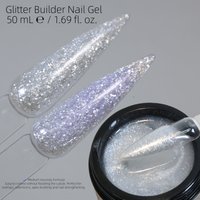 MSHARE 50ml Glitter Builder Nail Gel Tpo Free Self Leveling UV LED Nail Extension Gel Medium Viscosity Nail Strengthening Gel