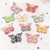 Shiny Colorful Butterfly Flat Back rhinestone Appliques 10pcs DIY 1 hole bead Wedding decoration Home Craft christmas gift OW75