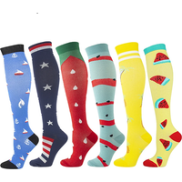 AliExpress 24 Styles Unisex Compression Socks Funny Pattern Fruit Star Stripe Cat Black Socks Outdoor Cycling Long Pressure Stockings High