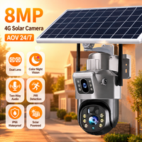 Kamera AOV Solar 4G PTZ z podwójnym obiektywem, bezprzewodowa, zewnętrzna, do monitoringu CCTV, z dwukierunkowym audio, kolorowym trybem nocnym, dwuekranowym wyświetlaczem, zasilana energią słoneczną,