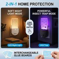 Indoor Flying Insect Trap for Flies, Fruit Flies, Gnats, Moths, and Other Insects, 2 in 1 Adjustable UV & LED Night Light