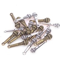 10Pcs Dollhouse Retro Alloy Music Microphone Pendant Simulation Stereo Mic DIY Doll House Decoration Toys Accessories