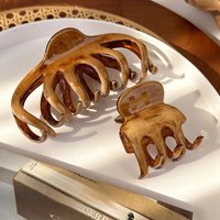 Raw Wood Color Texture Hair Claw Versatile for Autumn Winter Acrylic Hairpin Shark Clips Womens Retro Elegant Barrettes Headband