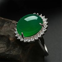 Green Natural Jade Rings Lucky Carved Gemstone Real Jewelry Luxury Adjustable Ring Vintage Charm Talismans Stone
