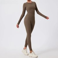 Ctenkevet 2Pcs Sets Gym Clothes Sports Outfit Suit Women Outdoors Workout Tights Set Yoga Wear Female Running Training T-Shirt