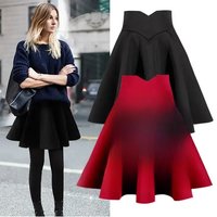 Black Skirt Large Size Skirt Expandable High Waist Pleated Puff Slim Skirt Woman Skirts Mujer Faldas Saias Mulher