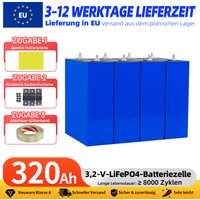 1/4/8/16 Stück PWOD 320AH 3,2V LiFePO4-Batterie 8000 Zyklen Lithium-Eisenphosphat-Zelle 3 Zubehörteile DIY 12V 24V für Camping Wohnmobil Boot Wagen Solarenergiespeicher
