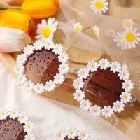 BEGREAT Summer Flower Round Frame Sunglasses for Women Fahion Designer Daisy Sunglasses Novel Floral Glasses for Adult Kids
