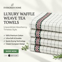 4 Pack 100% Cotton Waffle Weave - Tea Towels Set Ultra Absorbent Kitchen Dish Cloths, Soft Durable Drying Towels 50x70cm
