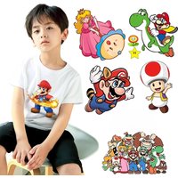 Super Marios Iron on Patch Clothes Sticker Girl Princess Peach Heat Transfer Patches Diy Decoration Kid Clothing Thermo Boy Gift