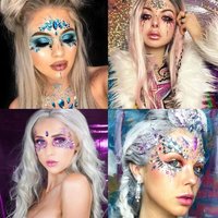 Crystal Face Sticker Halloween Shiny Rhinestones Tattoo Sticker Eyebrow Sticker 3D Diamond Face Jewelry Tattoo Festival Decor