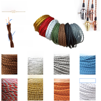 2 Core Electrical Wire Vintage Twisted Fabric Cable Woven Textile Braided Pendant Light Hanging Lamp Cord 18 AWG DIY Lighting