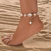 Cute Stars Pendant Starfish Conch Shell Anklets For Women Gold Color Foot Chain Beach Jewelry Ankle Bracelet Summer Accessories