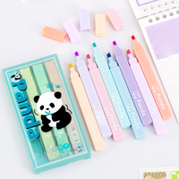 4pcs Panda Mild Color Highlighter Pens Set Square Barrel Soft Head Marker Liner for Drawing Painting F7671
