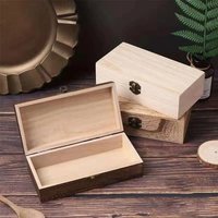 Vintage Rectangular Wooden Storage Box High Quality Gift Packaging Boxes Flip Lid Craft Box Pine Treasure Chest Storage