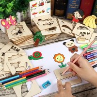 20-Pack Montessori Kids Painting Toys Toddler Doodle Educational Toys Wooden DIY Painting Stencils Jigsaw Puzzle Educational Toy