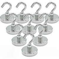 10/20/60Pcs Super Strong Neodymium Powerful Magnetic Hooks Ring Metal Magnet with Curved Hook Hanger for Hanging,Fridge,Wall,Key