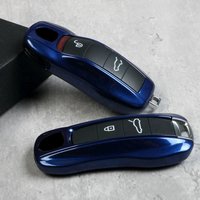 Gentian Blue Luxury ABS Plastics Car Key Case Cover Shell for Porsche Boxster Cayman Panamera Cayenne Macan 718/911 Taycan