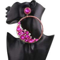 Big Rhinestone Women Earrings Jewelry Crystal Stone Pendant Geometric Drop Dangle Earrings Finger Rings Set Fashion Jewelry Gift