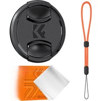 K&F CONCEPT Snap-On Center Pinch Lenses Cap 4 in 1 with Anti-Loss Keeper Leash for Nikon Canon Sony Leica Fujifilm Camera Lenses