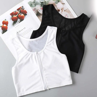 Women Breathable Chest Breast Binder Side Zipper Short Vest Tops Chest Binder Underwear Tank Tops Wireless Chest Wrap Bandage