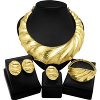 Dubai Gold Plated Jewelry Sets For Women Brazilian Original Fashion Trend Earrings Rings Wedding Banquet Jewelry Free Shipping