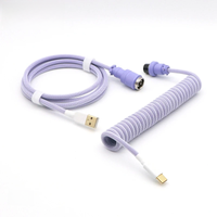 Hand Made Paracord and PET Double Sleeved USB to Type-C USB-C Coiled Cable for Tuzi Mechanical Keyboard.