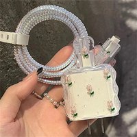 Cute Tulip Flower Charger Protector Cover For iPhone 18W-20W US Data Line Charge Protection Case Fast Charger Sleeve Accessories