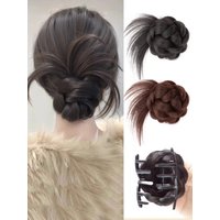 Elegant Flower Bud Synthetic Wig With Claw Clip For Women Messy Curly Scrunchie Chignon Bun Ponytail Extensions Low Bun Hair Wig