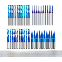 10/40pcs End Mill 3.175mm Carbide Milling Cutter CNC Router Bit Nano Blue Coated Wood Engraving Bits CNC Milling Tools