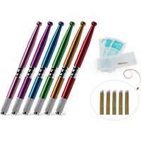 Manual Tattoo Pen Machine Permanent Makeup Eyebrow Hand Tool 3D Microblading Eyebrow Tattoo Tool Supply with 5p Tattoo Needle