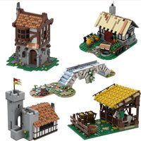 Spot MOC-202692 121307 87706 192923 74371 medieval small buildings small particles assembled building blocks educational toy mod