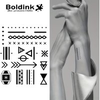 Lines, arrows and other geometry Temporary Tattoo,Lasts To 15 Days New Technology Magic Waterproof Semi Permanent Sticker.