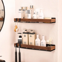 Wood Black Kitchen Shelf Screw installation Makeup Organizer Mental Corner Shelf Storage Shelf Shower Wall Rack Bathroom