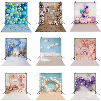 Baby Birthday Party Balloons Photography Backdrop With Floor Children Portrait Photographic Decor Background Photo Studio Custom