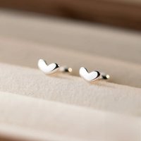INZATT Real 925 Sterling Silver Mini Heart Bead Screw Stud Earrings for Women Cute Fine Jewelry 14K Gold Accessories