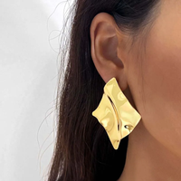 Exaggerated Metal Big Square Drop Earrings For Women Punk Gold Color Geometric Chunky Earrings Party Jewelry Gifts