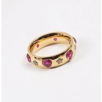 Luxury Pink Love Heart Zircon Rings Star CZ Crystal Gold Color Ring For Women Stainless Steel Wedding Band Ring