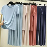 Korean Short Sleeve Sleepwear Set Comfort Modal Women's Pajamas Home Wear Clothing Suit Pyjama Femme 2 pièces Nightwear Sets