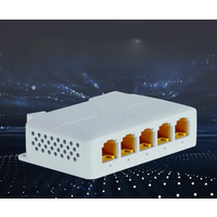 Hisource 5 Port 1000Mbps POE Extender Network Switch Repeater Support IEEE802.3af/at/bt 100m for POE Switch NVR IPC
