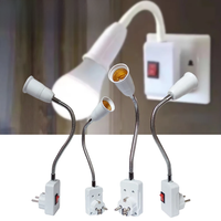 Flexible EU US Plug to E27 Lamp Holder With Switch Rotating Lamp Base Table Lamp Converter Sockets For Light Bulb 20cm 30cm 50cm