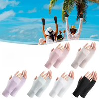 AliExpress NONE Solid Simple Fingerless Ice Gloves Sun Protection Casual Driving Cycling Short Gloves Thin Breathable Elastic Mittens For Women