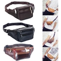 Men Leather Waist Bag Multi-Pocket And Multiple Zipper Belt Bag Adjustable Belt Fanny Pack Shopping Phone Bags