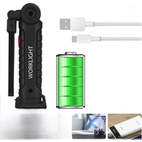USB Rechargeable Camping LED Flashlight Work Light Magnet and Hook Waterproof Lighting Mode Suitable for Night Work